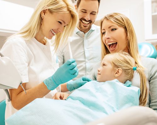 A family enjoys their general dentistry appointment together.